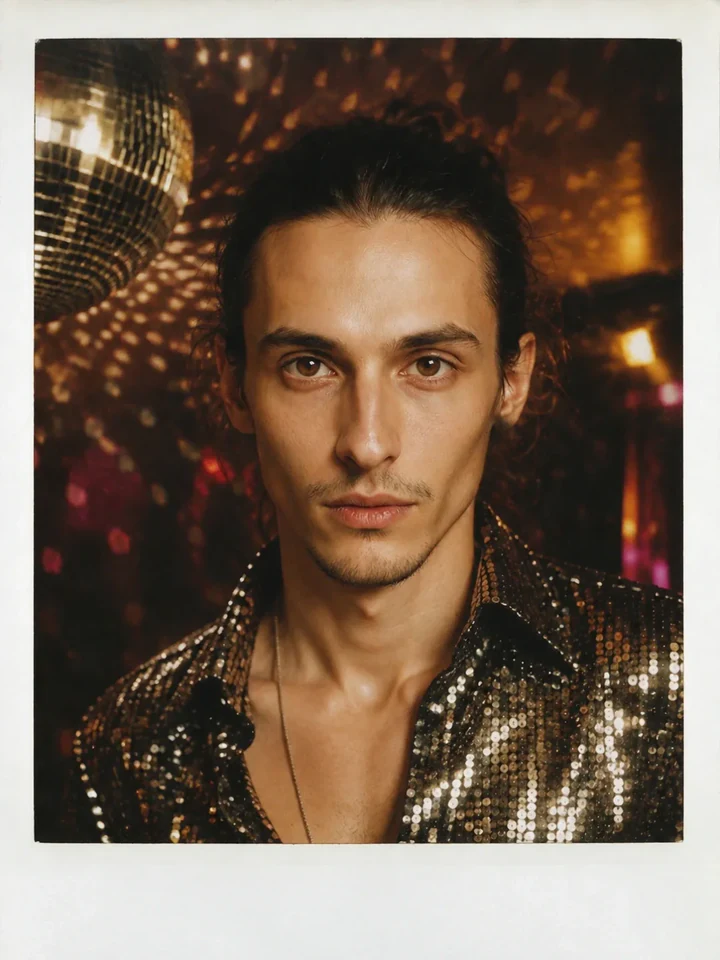 Нейрофотосессия в стиле «Диско 70-х»: Зеркальный шар, блеск, Saturday Night Fever