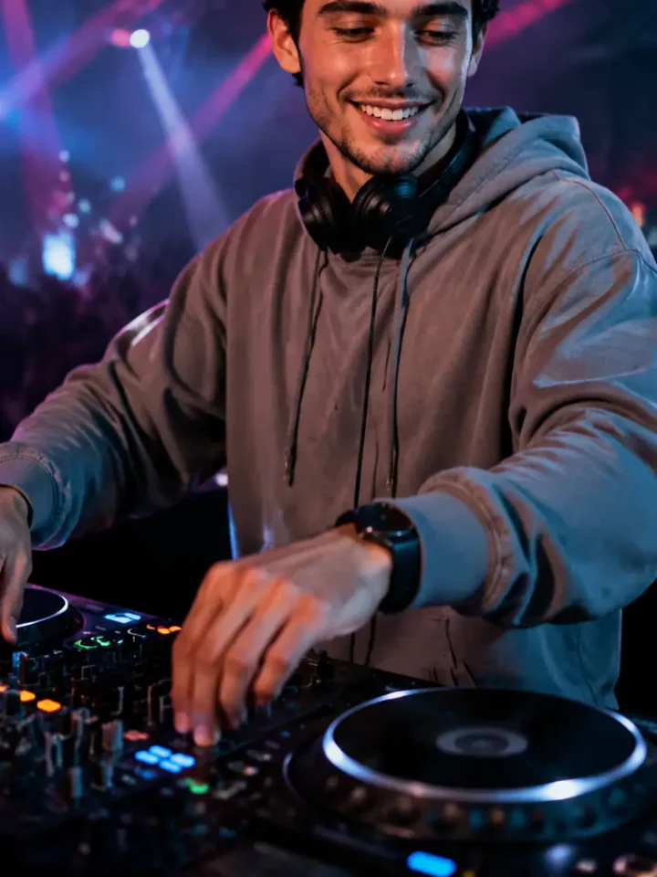 Нейрофотосессия в стиле «DJ за пультом»: Пульт, лазеры, ночь клуба