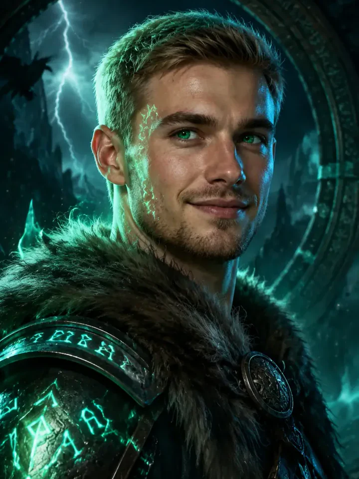Нейрофотосессия в стиле «Скандинавский бог»: Руны, шторм, мощь Асгарда