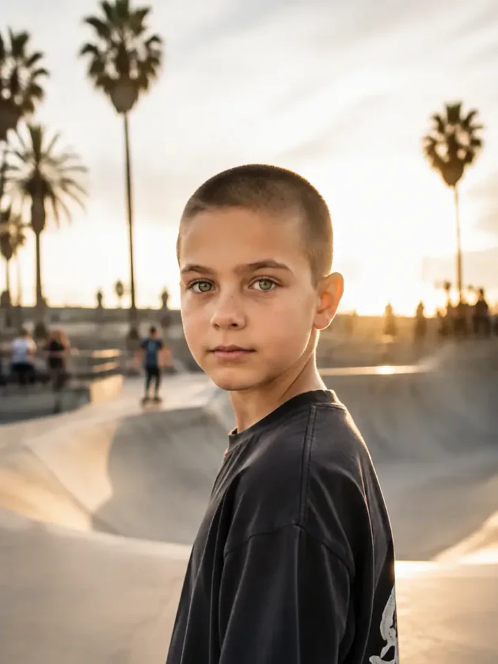 Нейрофотосессия в стиле «Скейт-парк golden hour»: Бетон, доска, закатная пыль